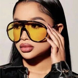 Oversized yellow tinted glasses only worn!